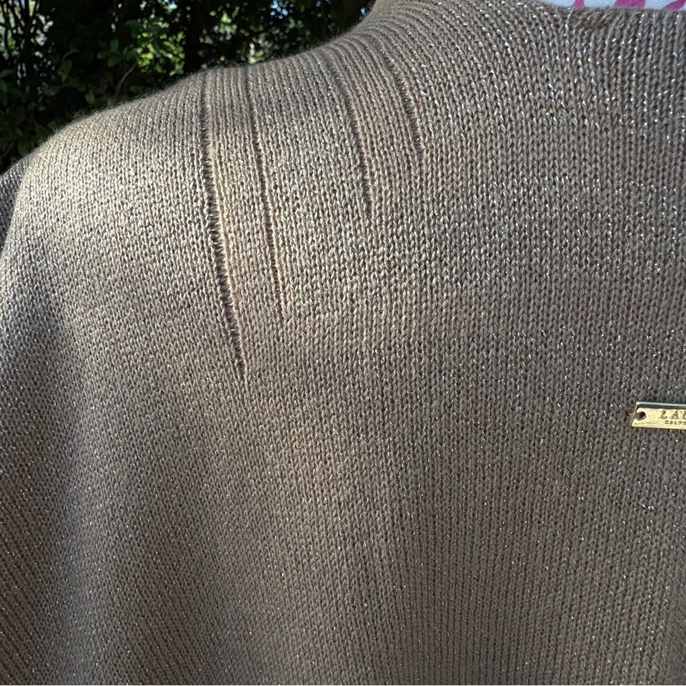 Lauren Ralph Lauren Black Label Gold‎ Metallic Kimono Wrap Reversible OS Sweater - Picture 7 of 12